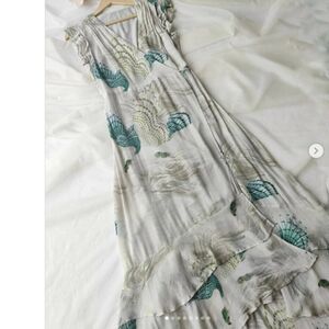 NWT All Saints Dela Ngaru Sea Green Flowy Crepe Wrap Dress US Size 0